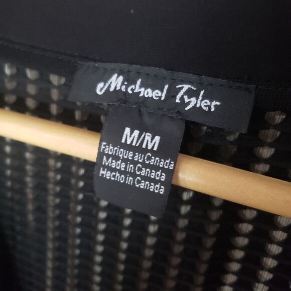 Michael Tyler Medium Black ¾ Sleeve Mesh Cardigan - Picture 4 of 8